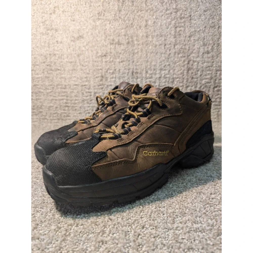Carhartt Work Boots Mens 9.5 Steel Toe Safety Shoes Brown Leather Vintage